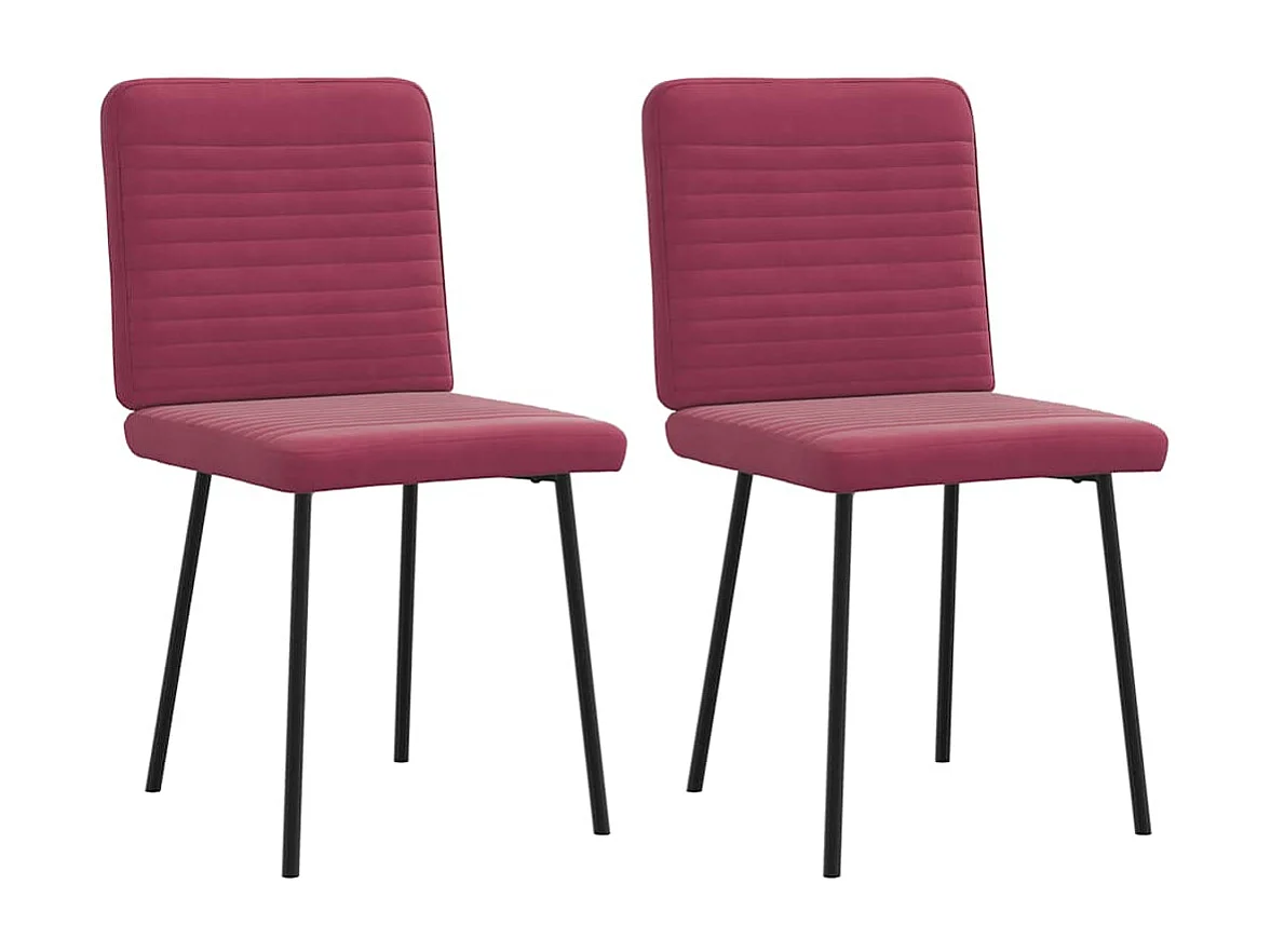 Chaises à manger lot de 2 Rouge bordeaux Velours