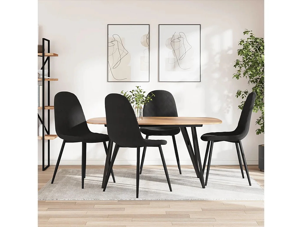Cadeiras de jantar 4 peças veludo preto