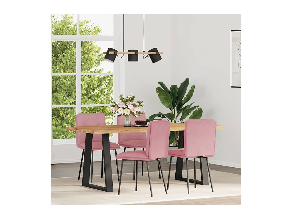 Sillas de comedor 4 unidades terciopelo rosa