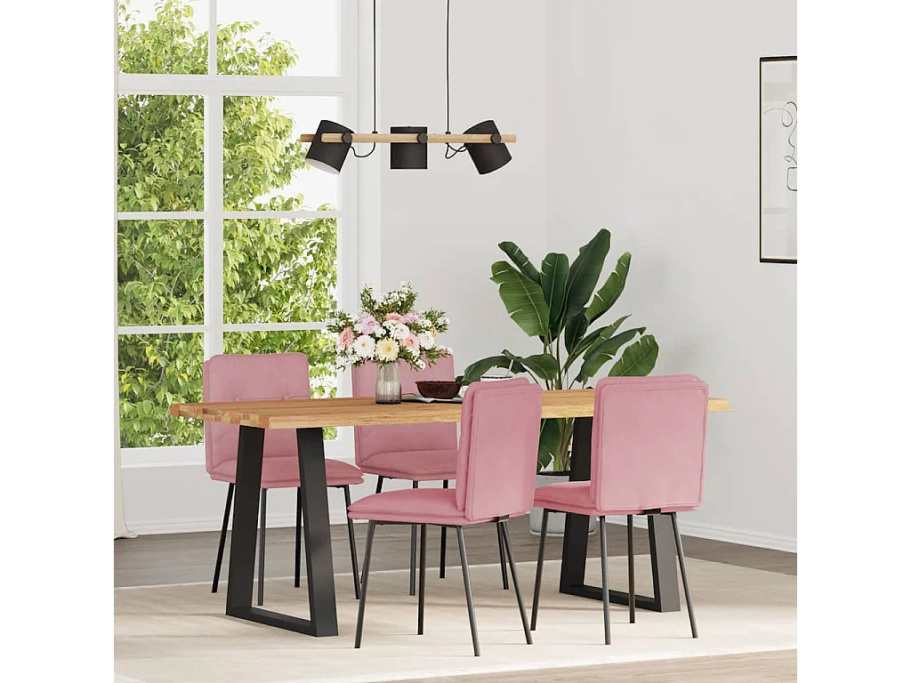 Sillas de comedor 4 unidades terciopelo rosa