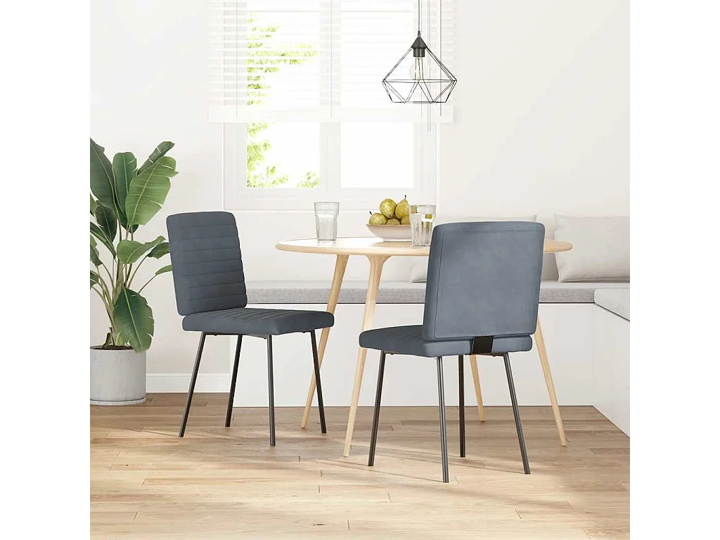 Chaises à manger lot de 2 Gris foncé Velours