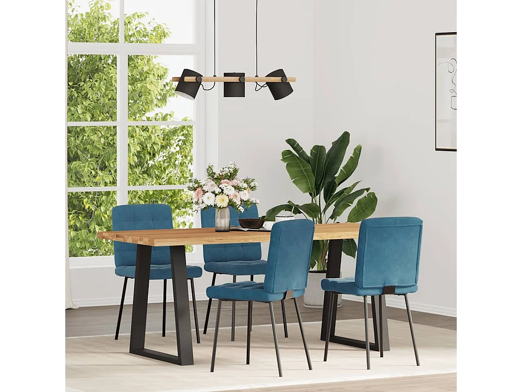 Cadeiras de jantar 4 peças veludo azul