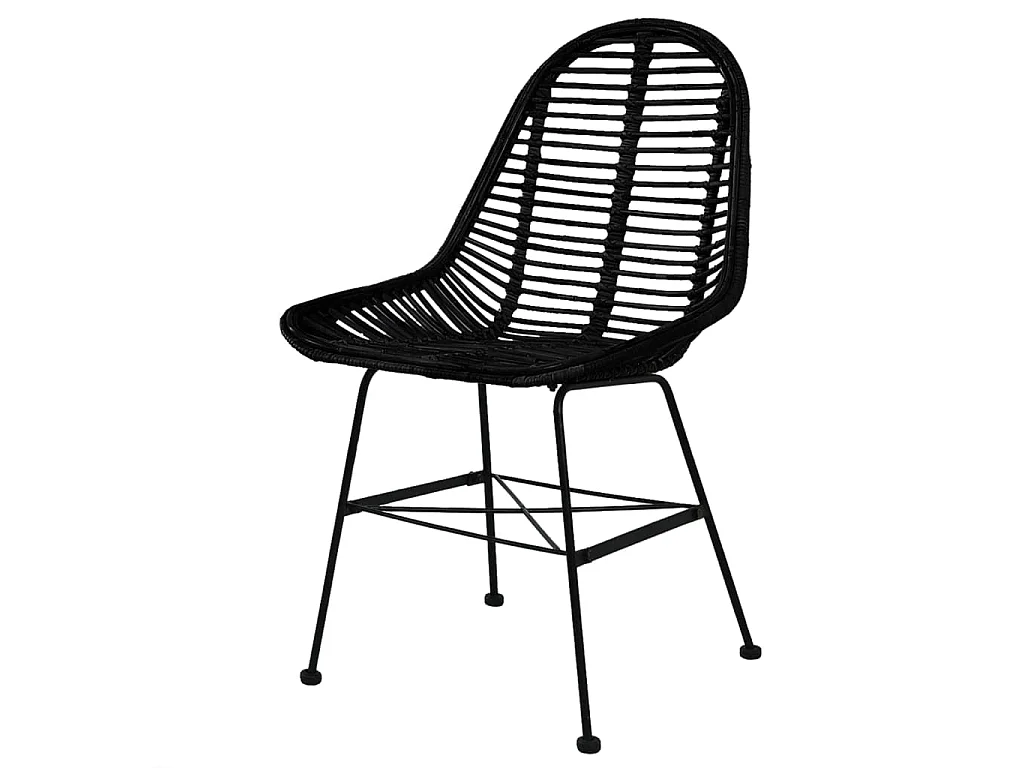 Sillas de comedor 6 unidades ratán natural negro