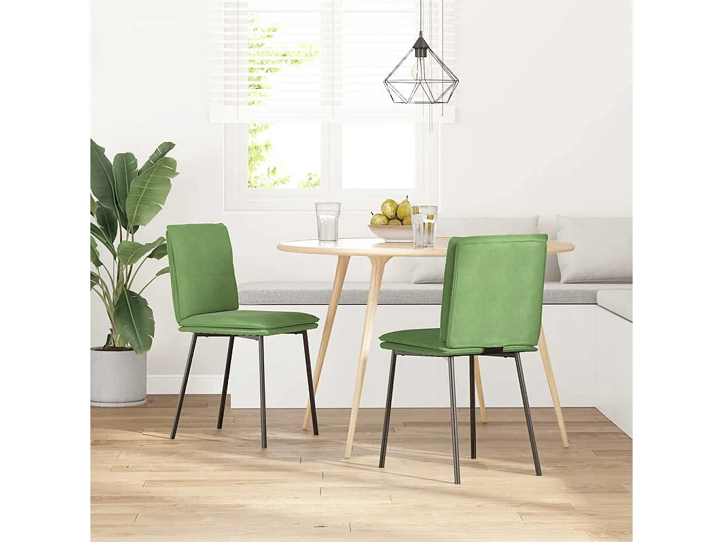 Cadeiras de jantar 2 peças veludo verde-claro