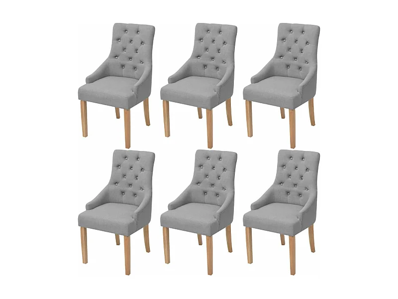 Chaises à manger lot de 6 gris clair tissu