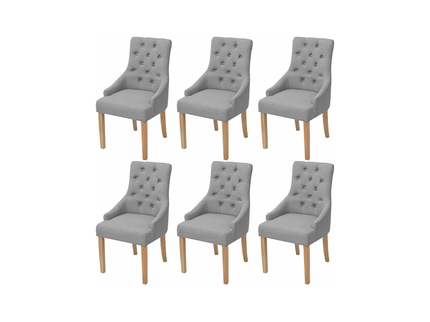 Chaises à manger lot de 6 gris clair tissu
