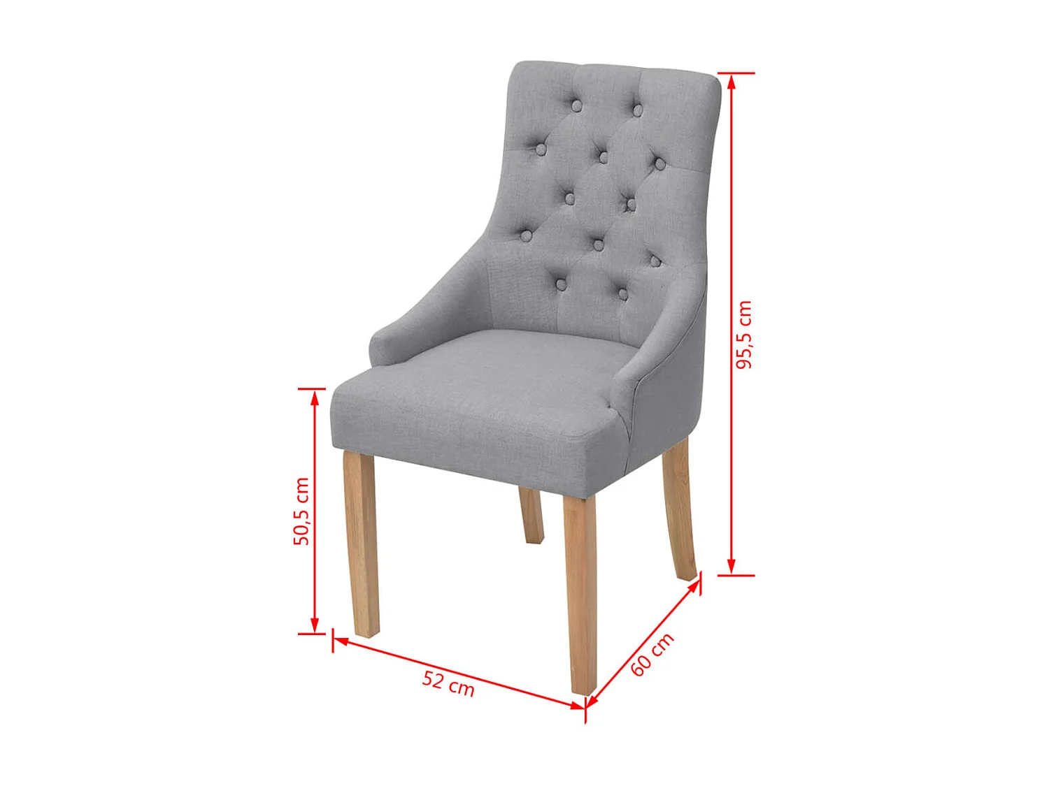 Chaises à manger lot de 6 gris clair tissu