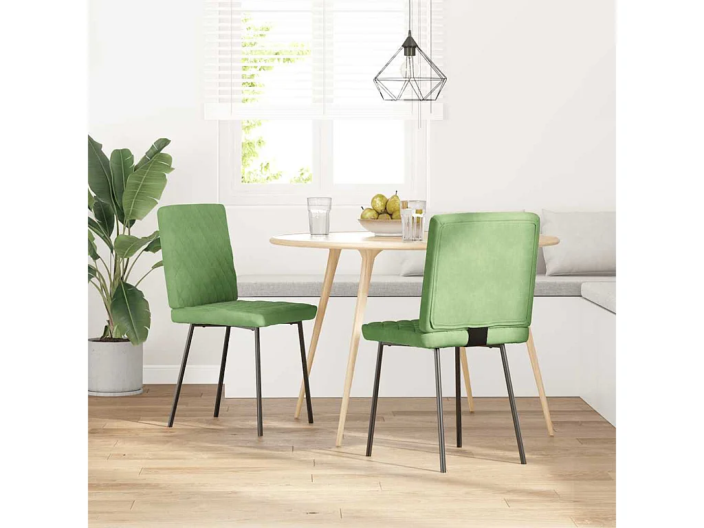 Chaises à manger lot de 2 Vert clair Velours