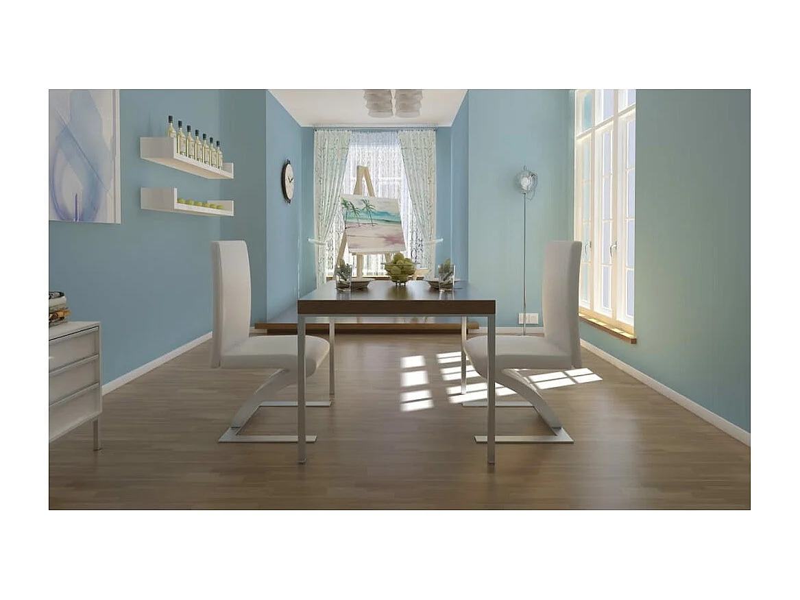 Sillas de comedor 2 unidades cuero sintético blanco