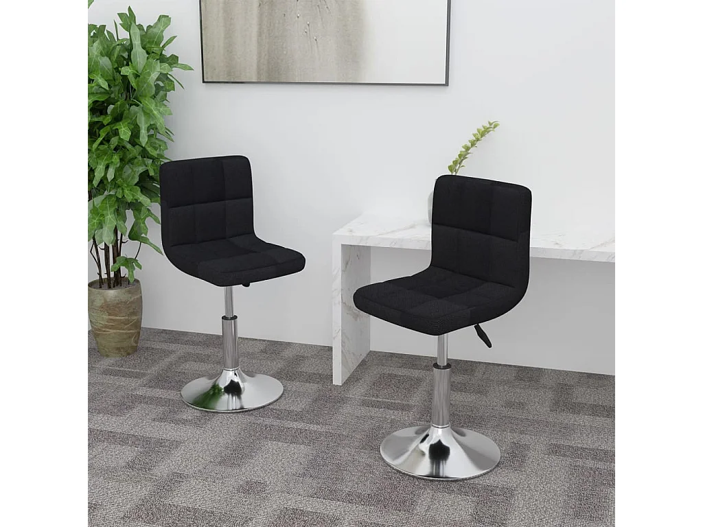 Chaises pivotantes à manger lot de 2 noir tissu