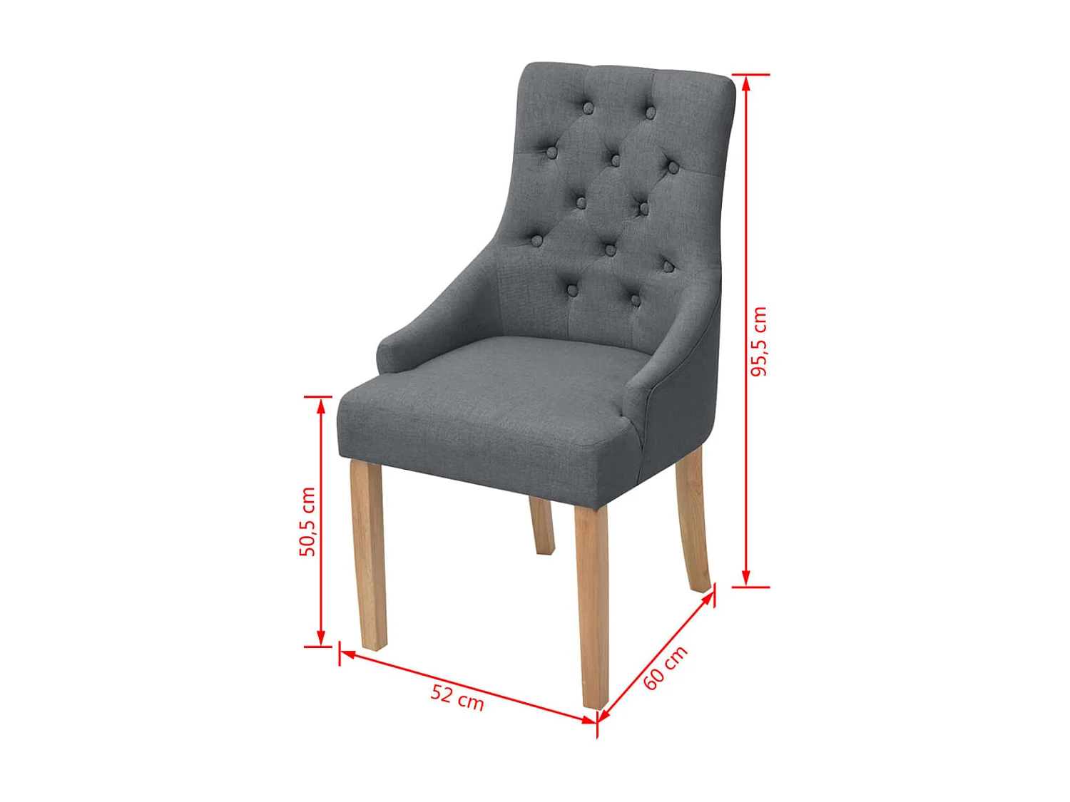 Chaises à manger lot de 6 gris foncé tissu