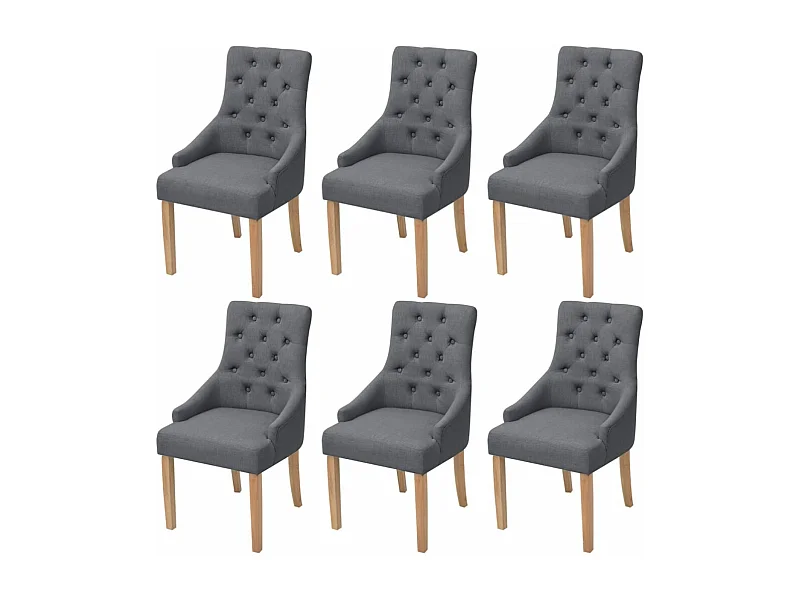 Chaises à manger lot de 6 gris foncé tissu