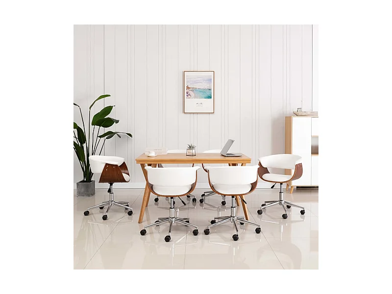 Chaises pivotantes à manger lot de 6 blanc similicuir