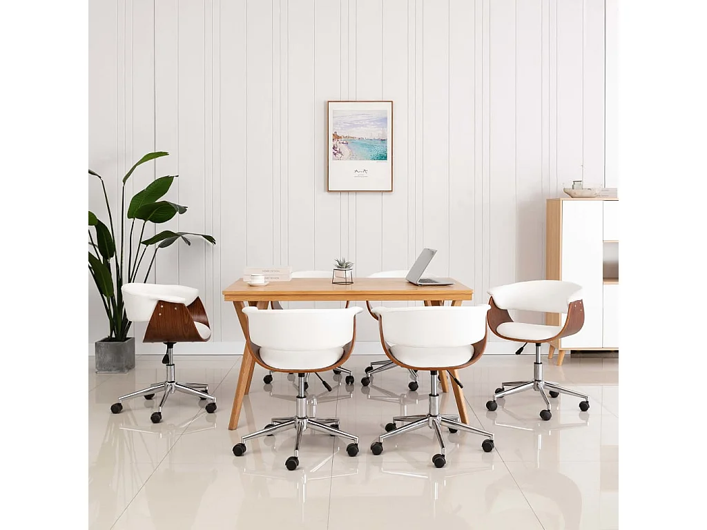 Chaises pivotantes à manger lot de 6 blanc similicuir