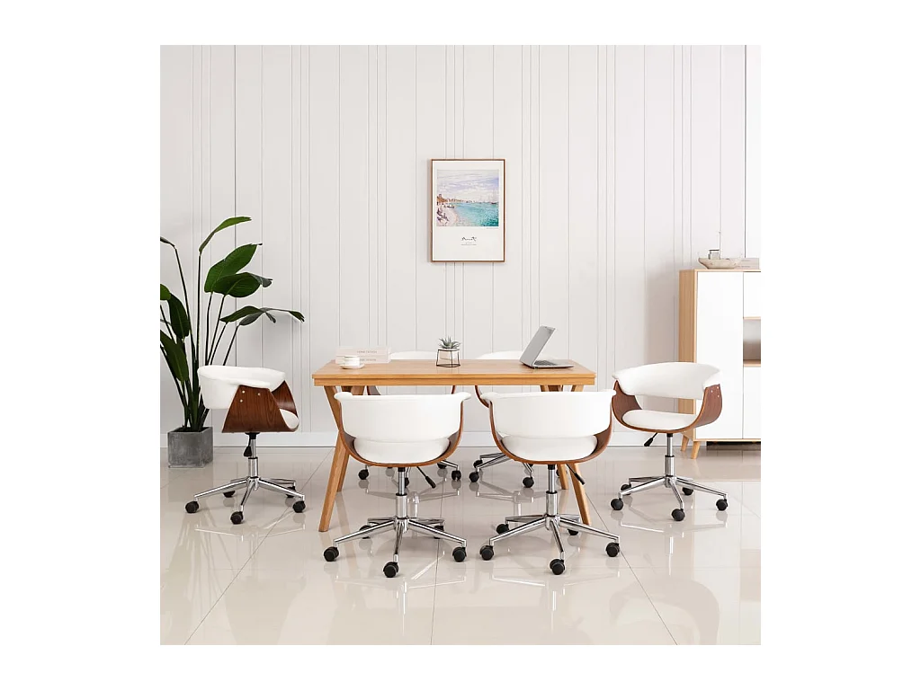 Chaises pivotantes à manger lot de 6 blanc similicuir