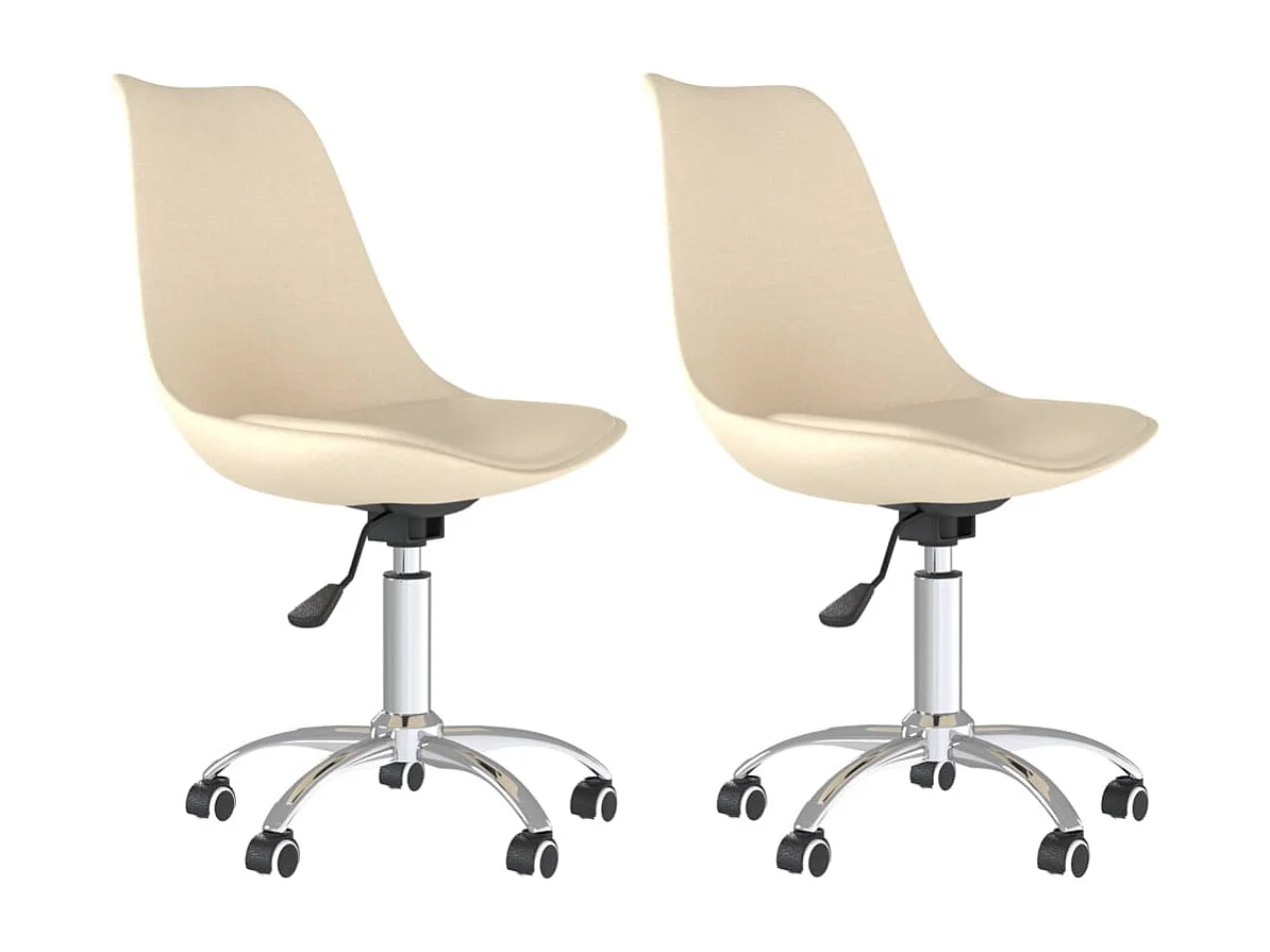 Eetkamerstoelen 2 st draaibaar stof crèmekleurig