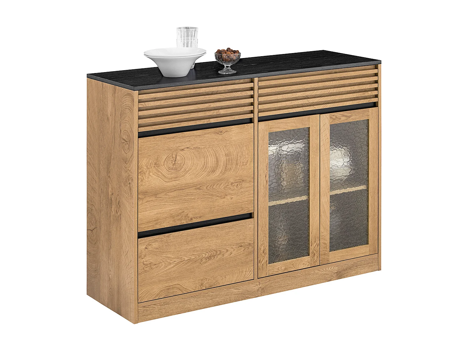 Komoda niska, szafka kuchenna z 3 drzwiami, 112 x 40 x 89 cm, kolor naturalny, FSB99-N