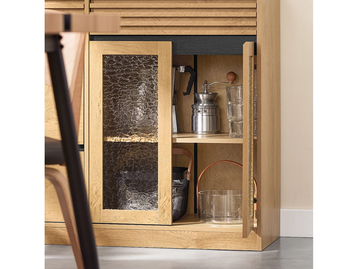 SoBuy Buffet Bas, Commode Armoire de Rangement, Placard de Cuisine,  avec 3 Portes, 112 x 40 x 89 cm, Naturel, FSB99-N