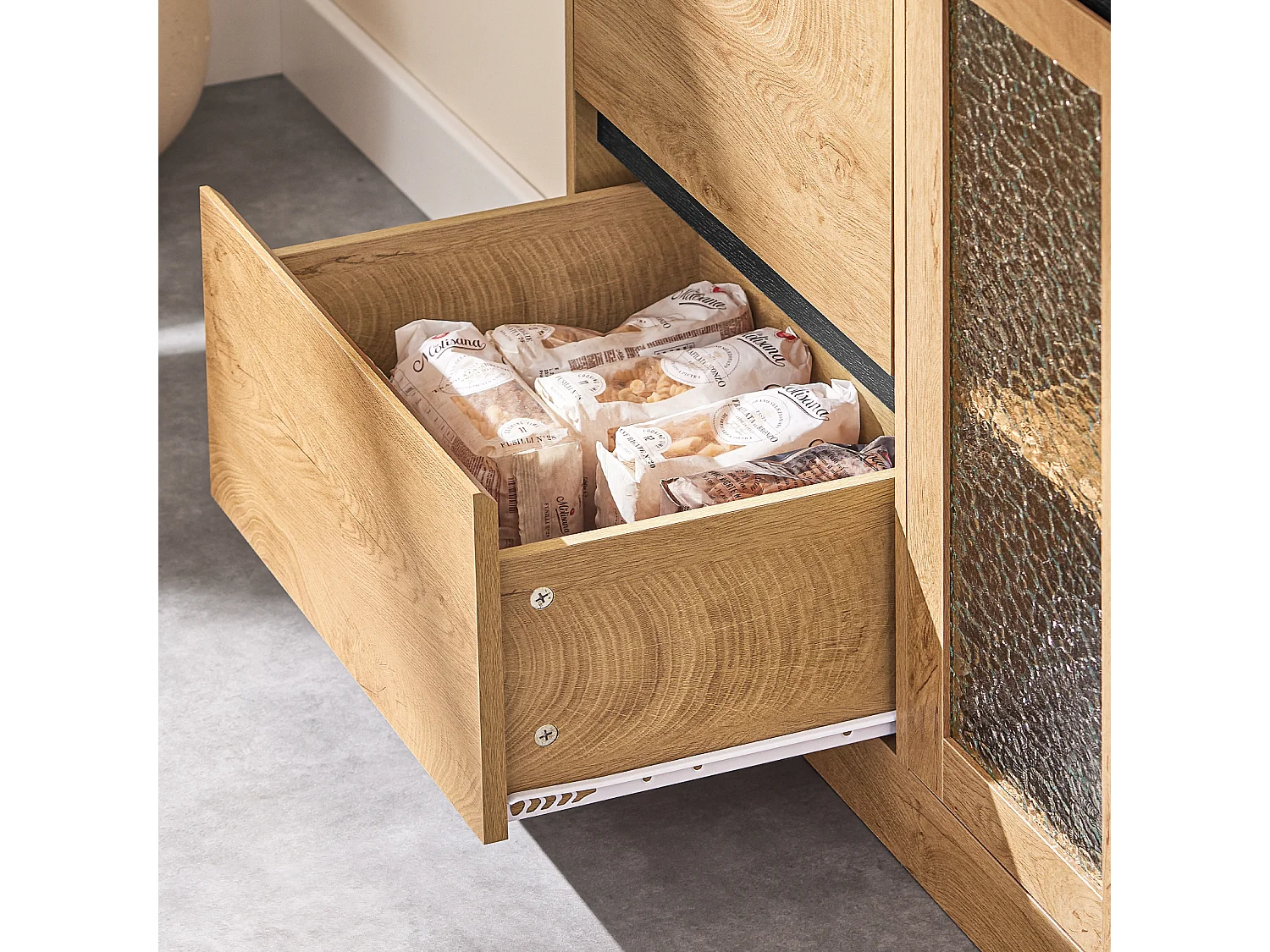 SoBuy Buffet Bas, Commode Armoire de Rangement, Placard de Cuisine,  avec 3 Portes, 112 x 40 x 89 cm, Naturel, FSB99-N