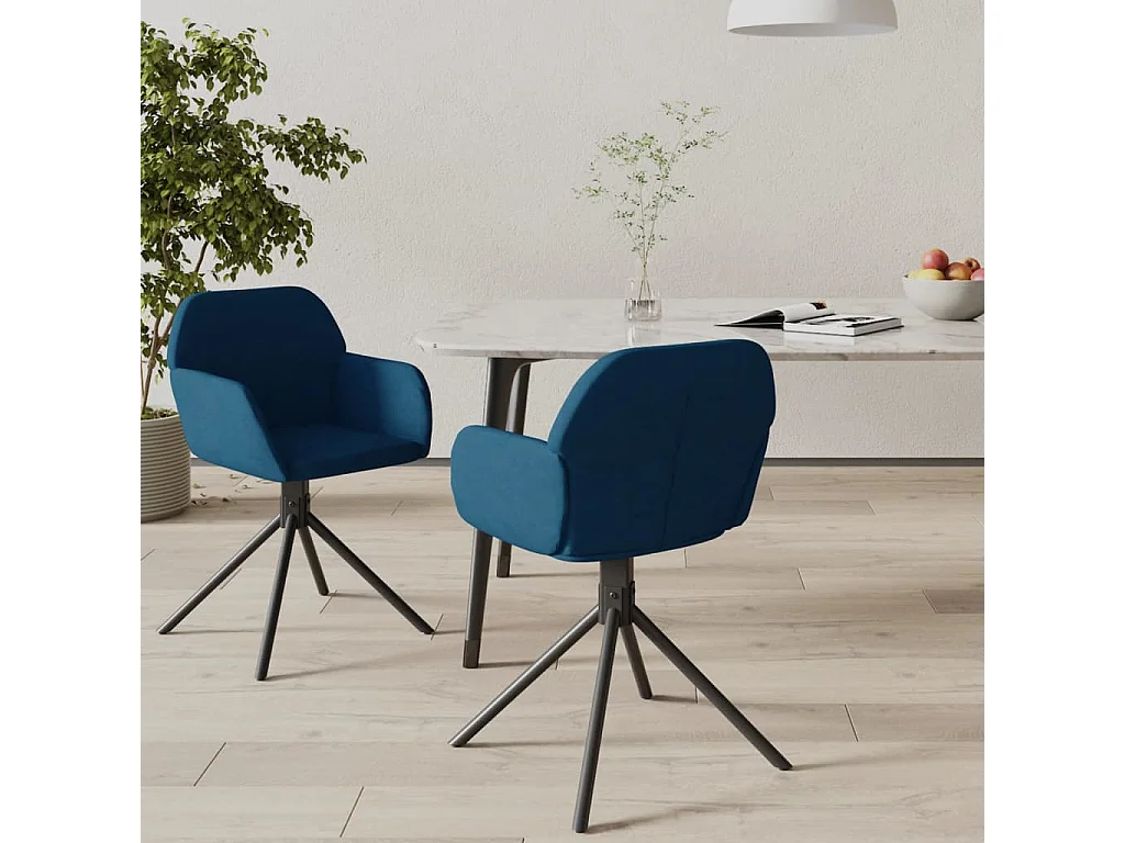 Chaises pivotantes à manger lot de 2 Bleu Velours