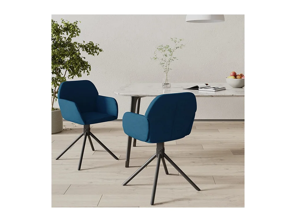 Chaises pivotantes à manger lot de 2 Bleu Velours