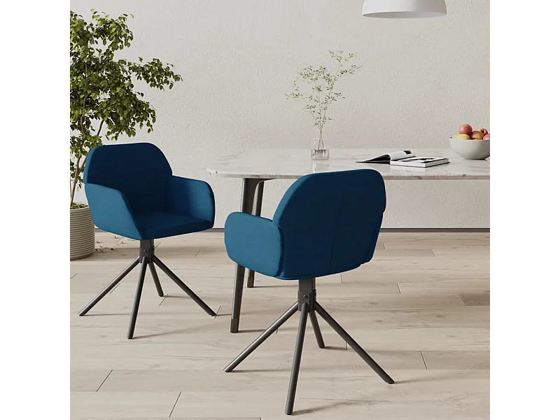 Cadeiras de jantar giratórias 2 peças veludo azul
