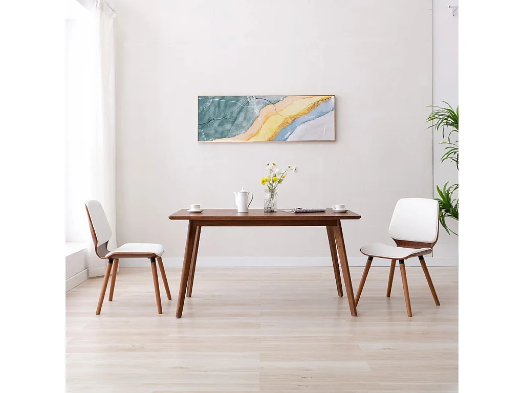 Sillas de comedor 2 unidades cuero sintético blanco