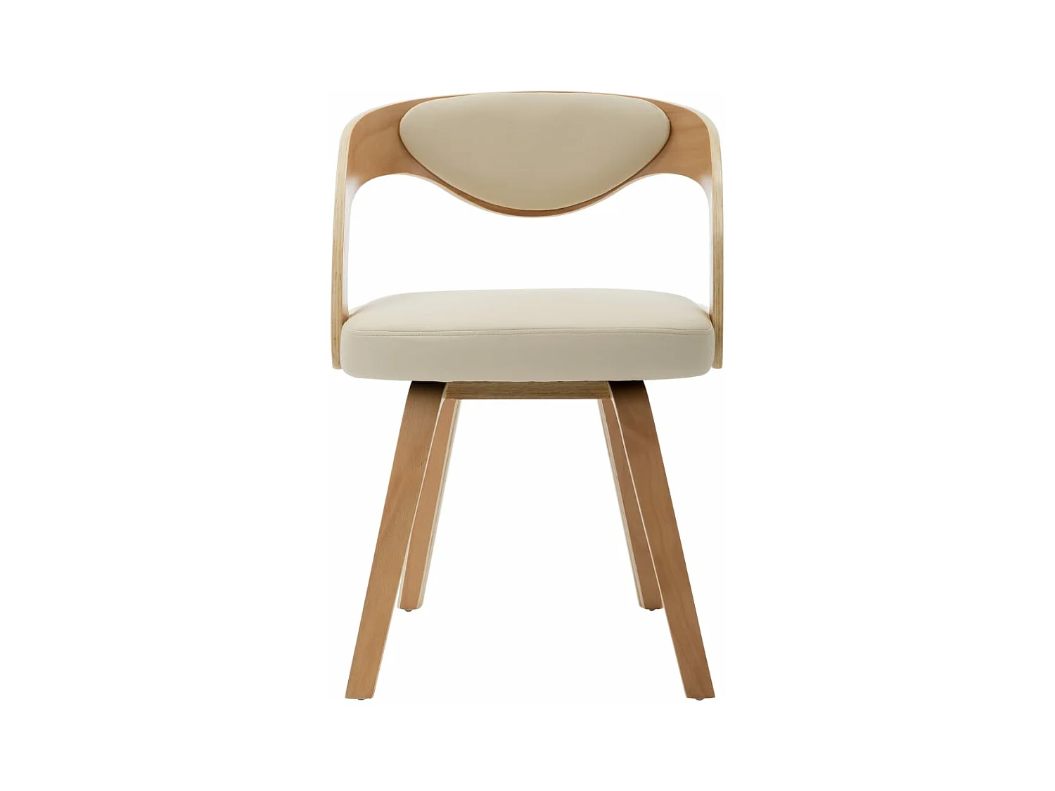 Sillas de comedor 6 unidades madera curvada y cuero sintético crema