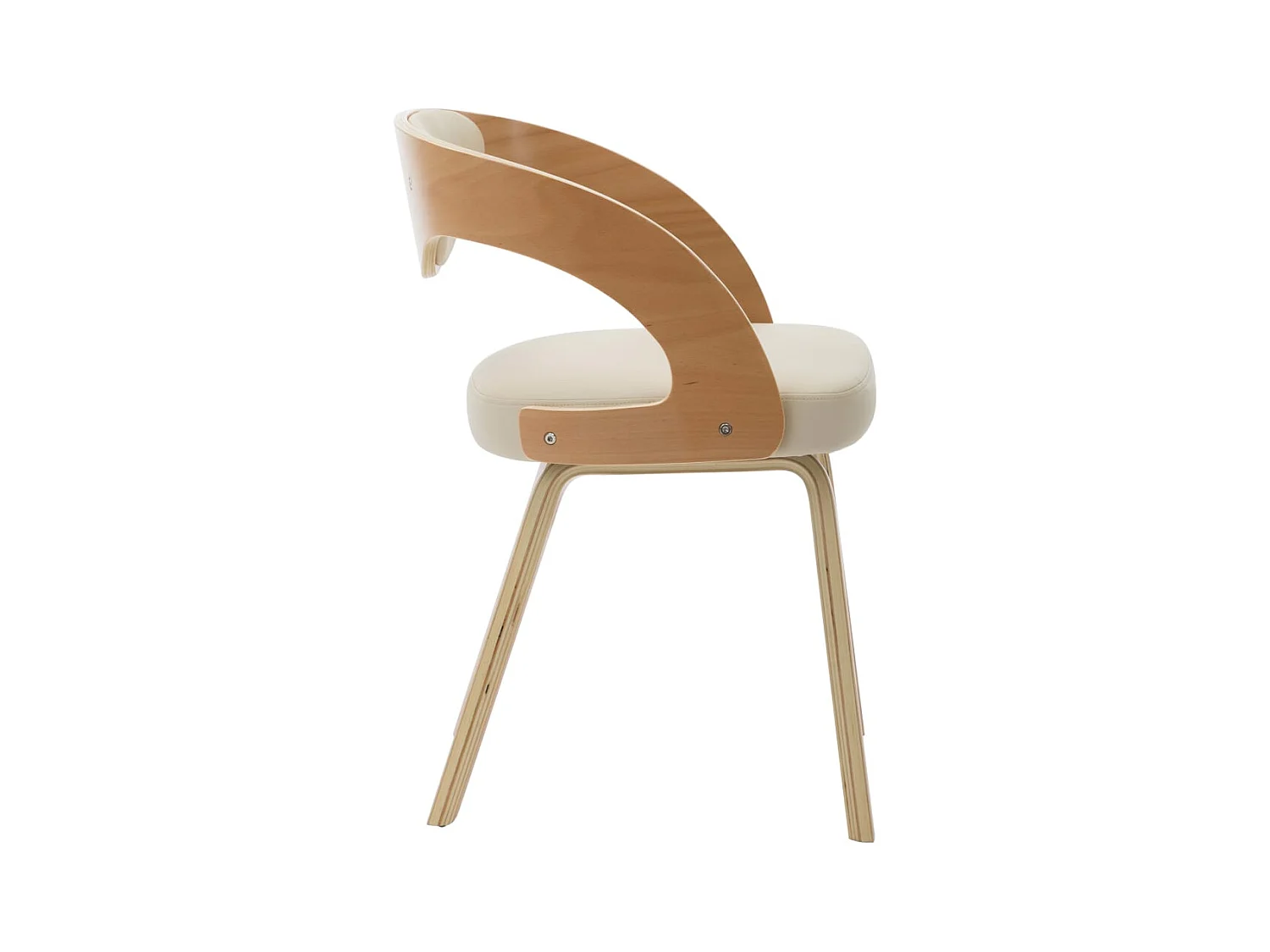 Sillas de comedor 6 unidades madera curvada y cuero sintético crema