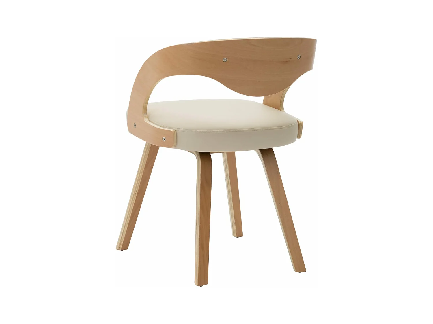 Sillas de comedor 6 unidades madera curvada y cuero sintético crema