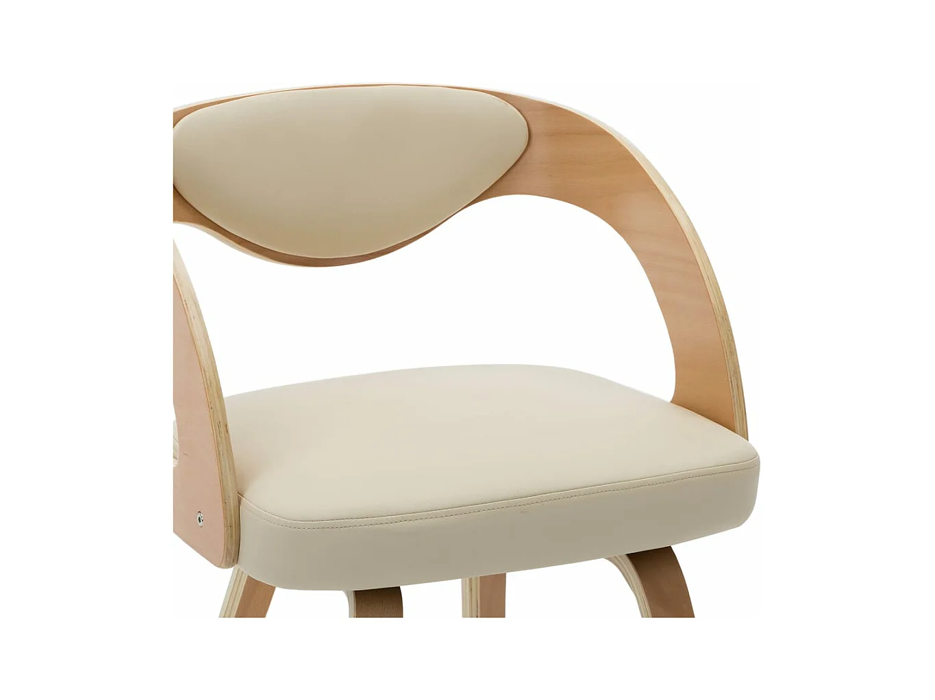 Sillas de comedor 6 unidades madera curvada y cuero sintético crema