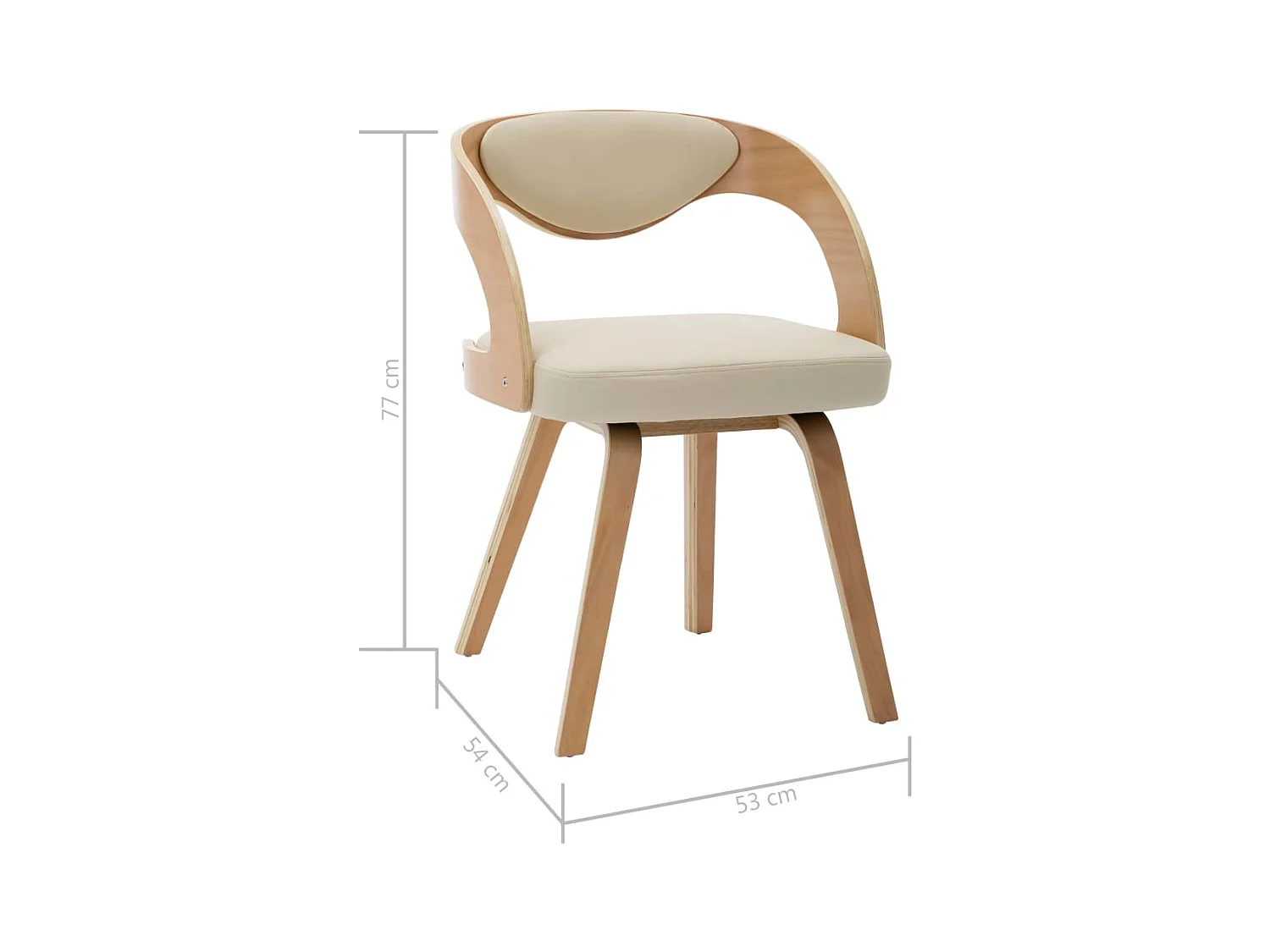 Sillas de comedor 6 unidades madera curvada y cuero sintético crema