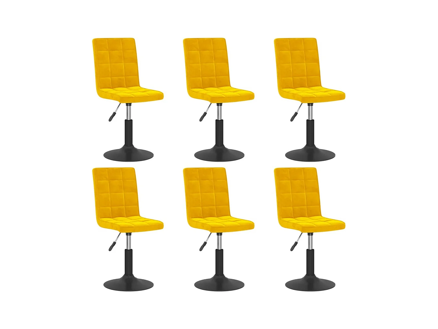 Chaises à manger pivotantes lot de 6 jaune moutarde velours