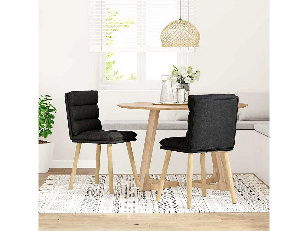 Chaises à manger lot de 2 noir tissu