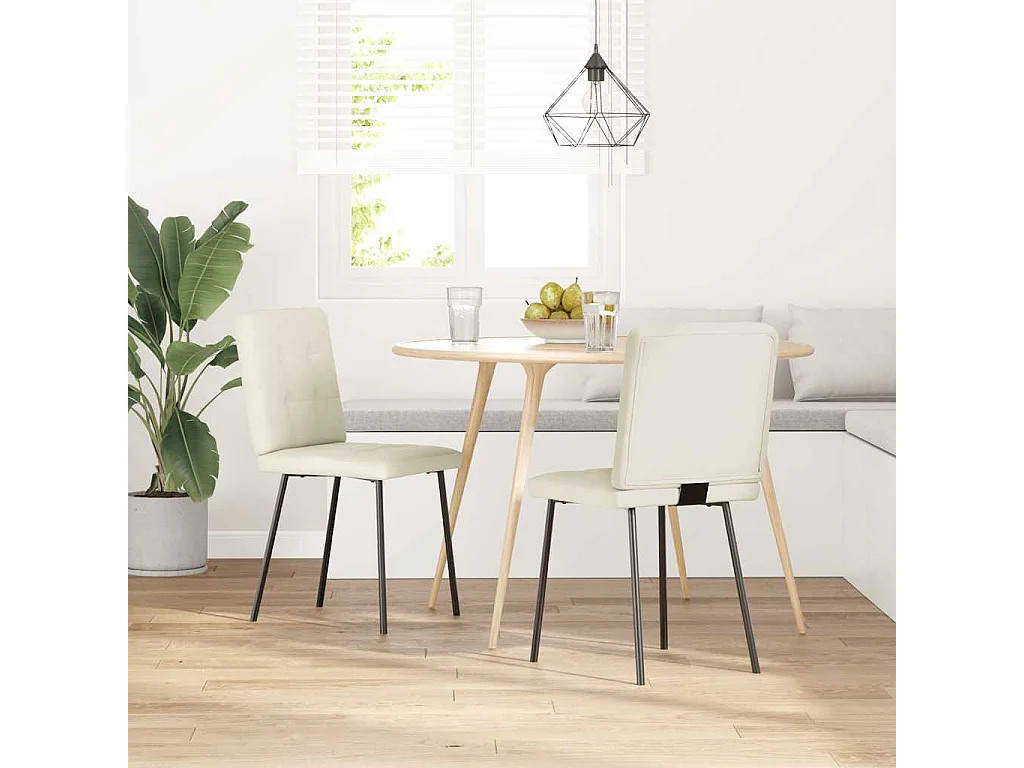 Chaises à manger lot de 2 Crème Velours
