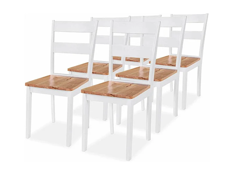 Chaises à manger lot de 6 blanc bois d'hévéa