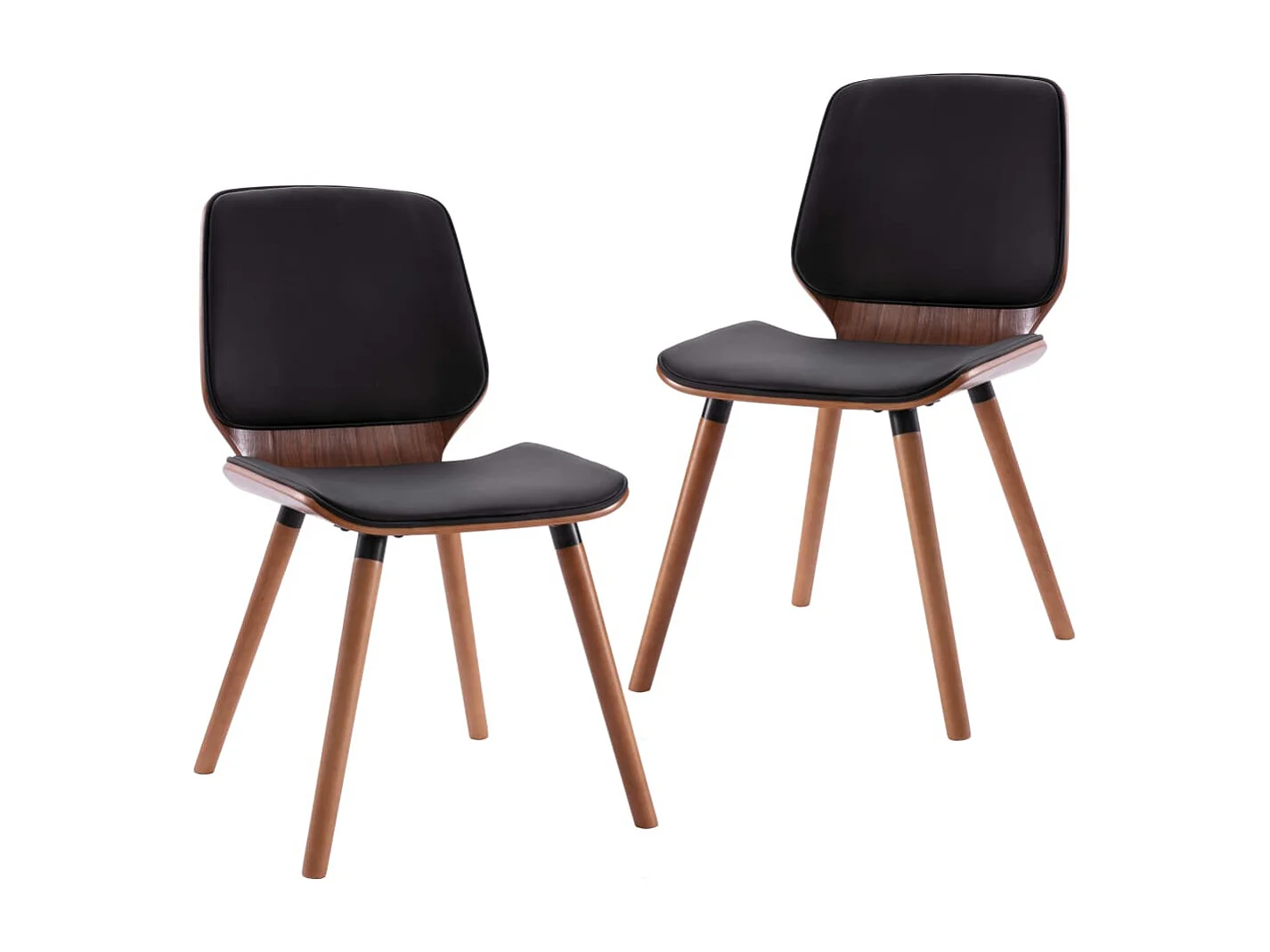 Chaises à manger lot de 2 noir similicuir