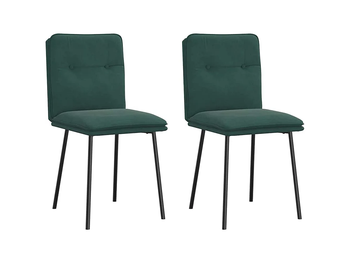 Chaises à manger lot de 2 Vert foncé Velours