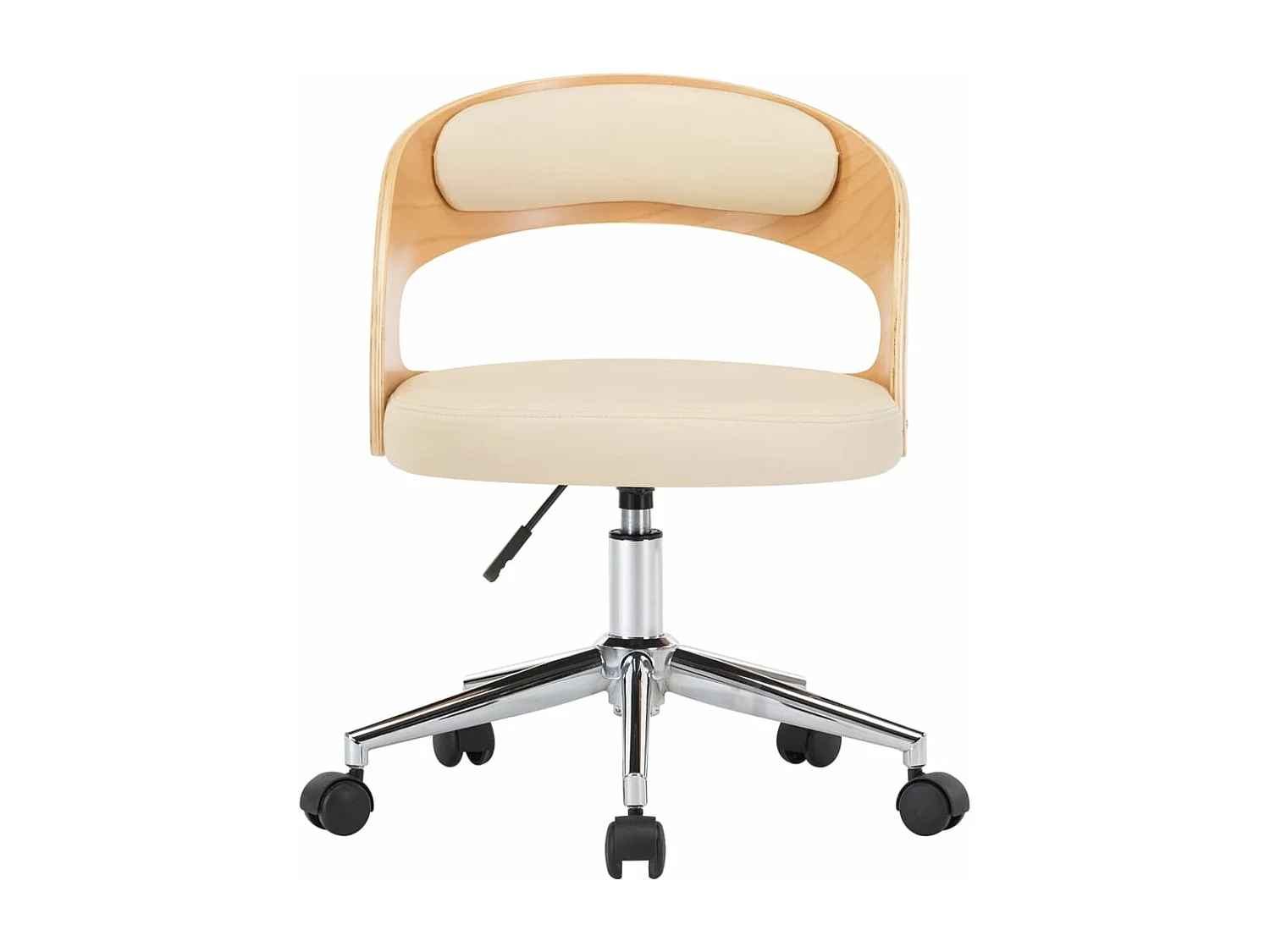 Eetkamerstoelen draaibaar 6 st gebogen hout en kunstleer crème