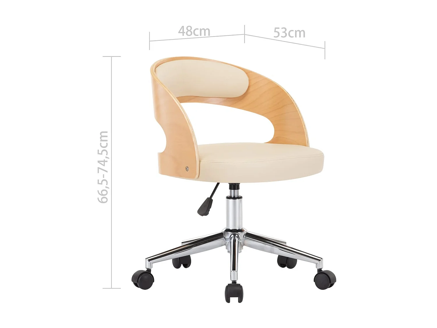 Eetkamerstoelen draaibaar 6 st gebogen hout en kunstleer crème