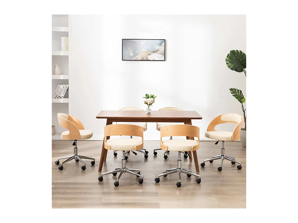 Chaises pivotantes à manger lot de 6 bois courbé et similicuir