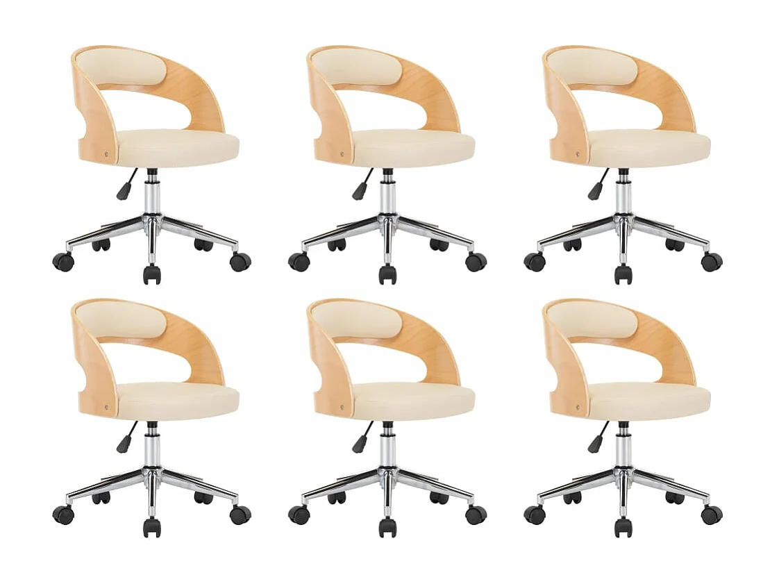 Chaises pivotantes à manger lot de 6 bois courbé et similicuir