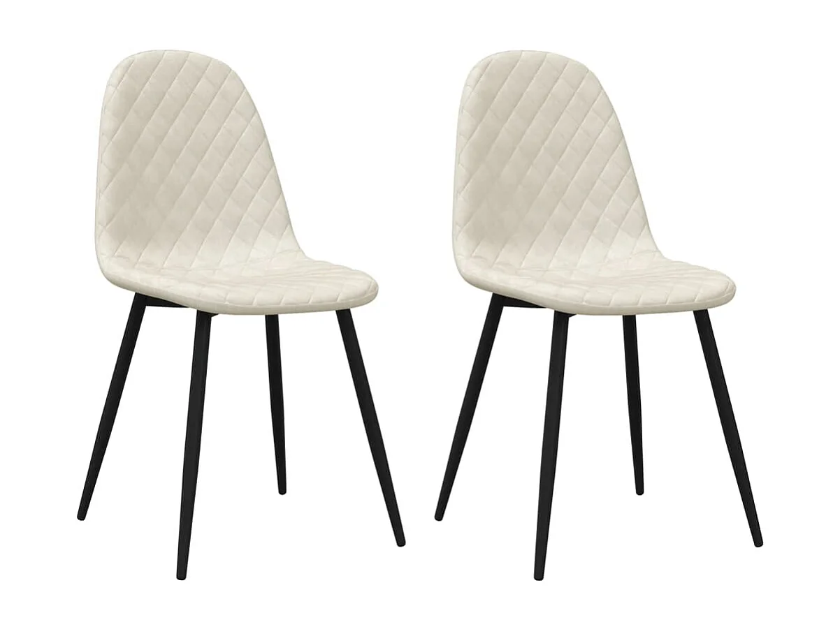 Chaises à manger lot de 2 blanc crème velours