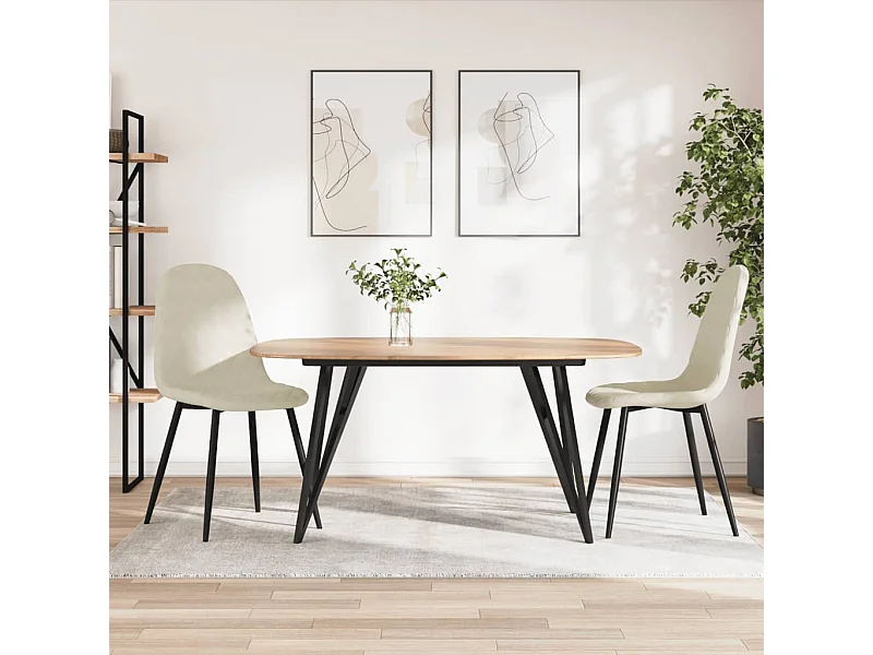 Eetkamerstoelen 2 st fluweel crèmewit