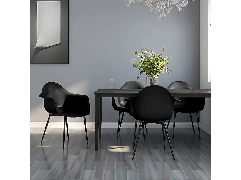 Sillas de comedor 4 unidades negras PP