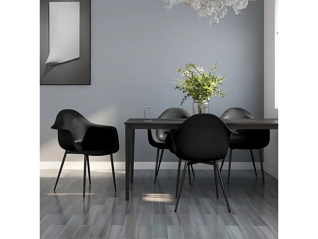 Sillas de comedor 4 unidades negras PP