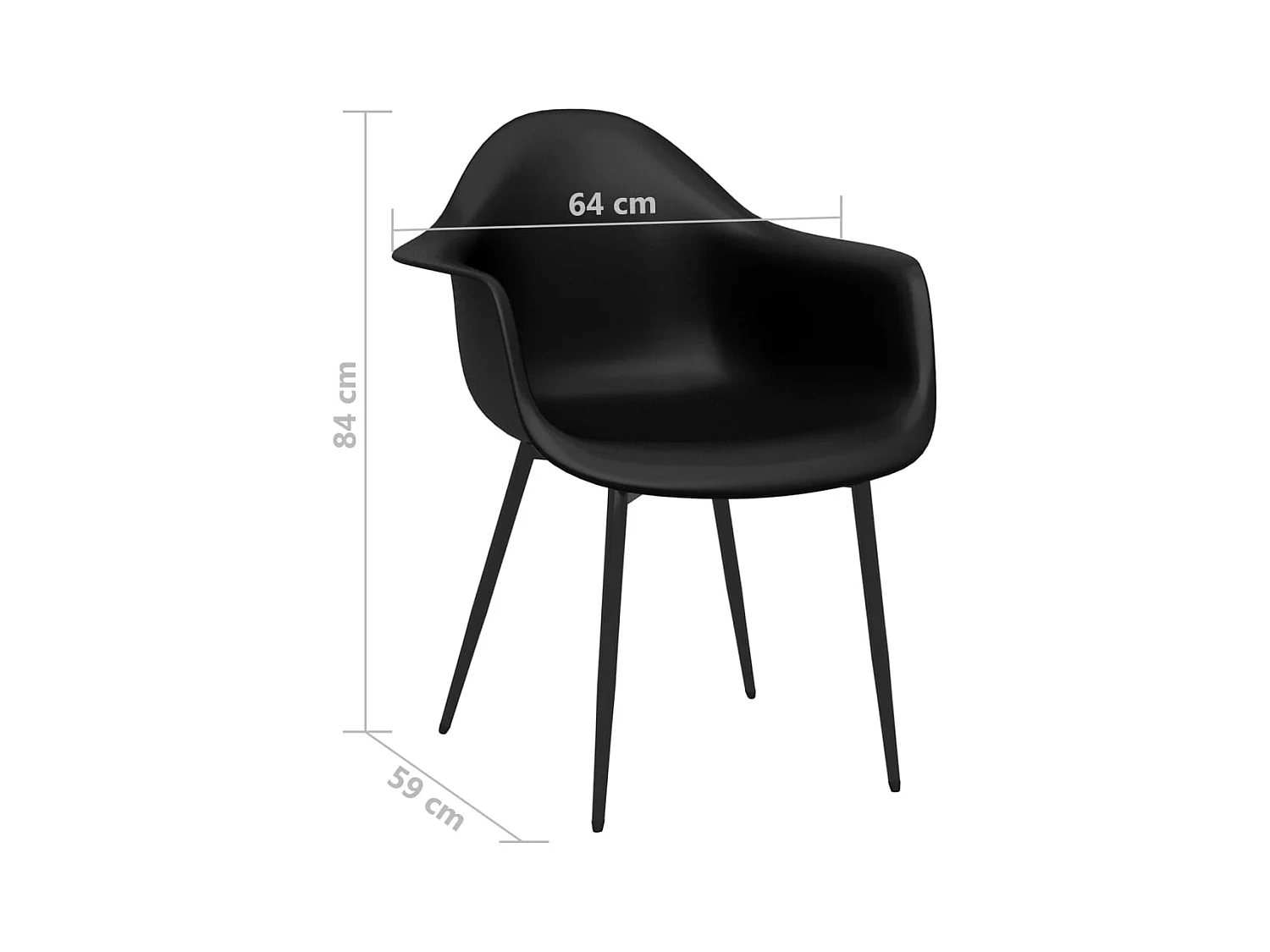 Chaises à manger lot de 4 noir PP