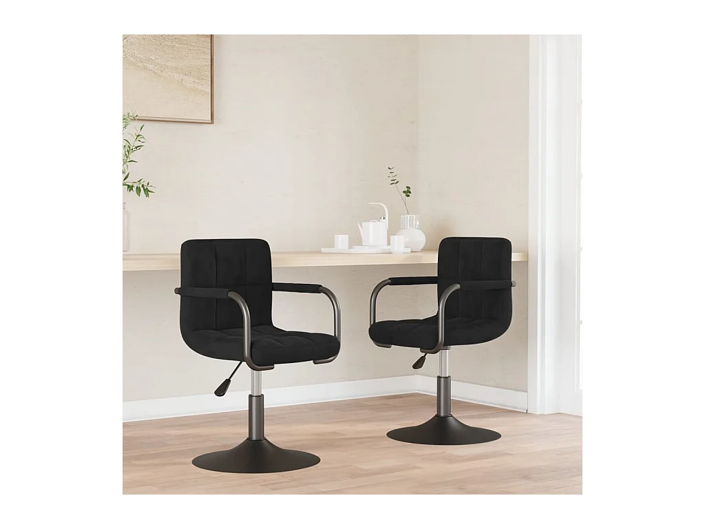 Chaises pivotantes à manger lot de 2 noir velours