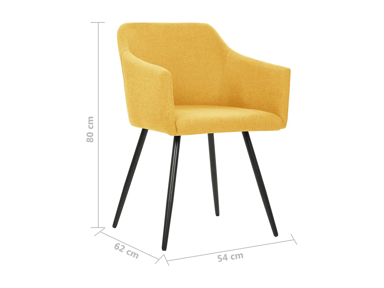 Chaises à manger lot de 2 jaune tissu