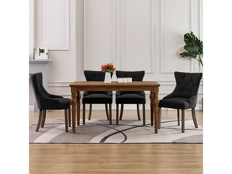 Sillas de comedor 4 unidades tela negra